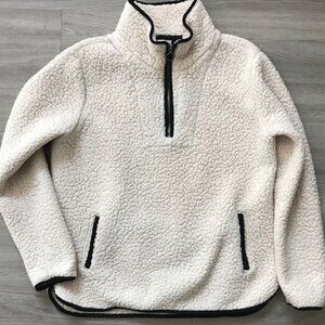 WOMEN'S THREAD & SUPPLY *THAT CRAZY LIFE* SHERPA 1/4 ZIP PULLOVER SWEATSHIRT- M